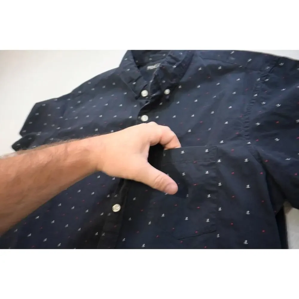 J Crew Mercantile Casual Dress‎ Shirt Anchors Button Up Mens Size Medium